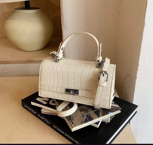 Luxury Croc Leather Handbag – Elegant Top Handle Crossbody Bag